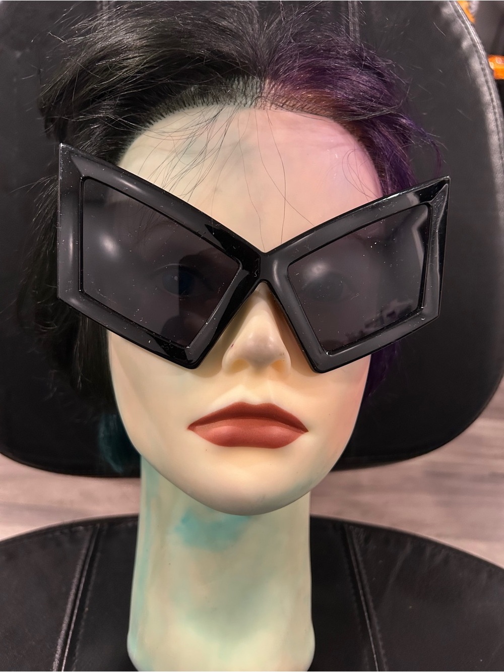 Black Oversized Geometric Women's Sunglasses